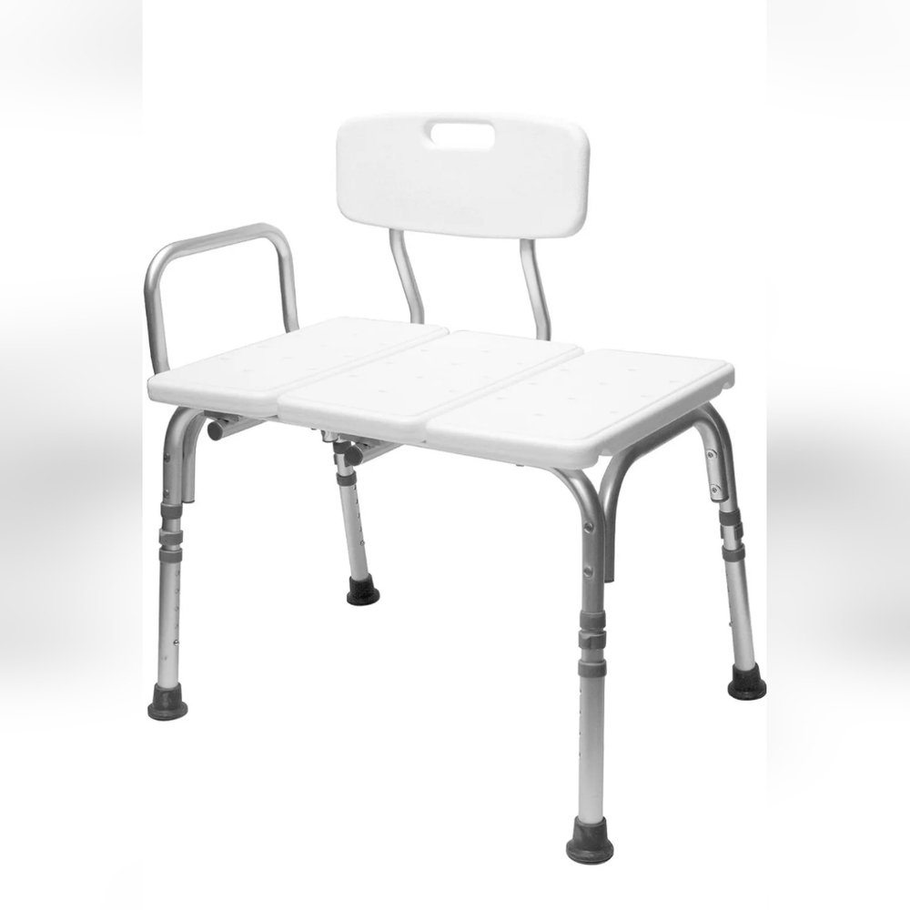 Bathtub Transfer Bench Shower Bench w/ Height Adjustable Legs,White